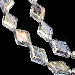 電気メッキガラスビーズセット  菱形  ABカラー  クリアAB  15x10x5mm  穴：1mm  約43個/連  25.39''（64.5センチメートル）&nbsp;EGLA-B010-01A-AB01