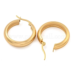 202 ステンレススチールフープピアス  女性用304ステンレスピン付き  ゴールドカラー  26x6mm&nbsp;X-EJEW-H003-38G-03