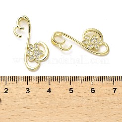 真鍮製マイクロパヴェキュービックジルコニアペンダント  長持ちメッキ  爪  ゴールドカラー  28x15x4mm  穴：3.5x1.8mm&nbsp;KK-K355-50G