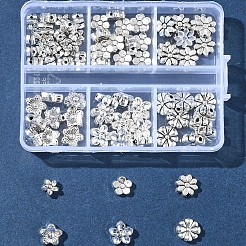 6 スタイル チベットスタイル合金ビーズ  花  アンティークシルバー  6.5~10x7~10x3~5mm  穴：0.8~2mm&nbsp;FIND-FS0002-50