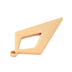 イオンプレーティング（IP）201ステンレスペンダント  四角形  ゴールドカラー  30x14.5x1mm  穴：1.5mm&nbsp;STAS-K003-14G-02