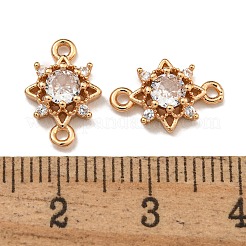 真鍮キュービックジルコニアスターコネクターチャーム  ニッケルフリー  18KGP本金メッキ  ミックスカラー  13x8.5x3.5mm  穴：1mm&nbsp;KK-U037-32G