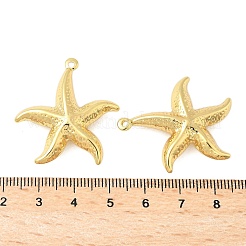 真鍮チャーム  カドミウムフリー＆鉛フリー  ヒトデ  18KGP本金メッキ  32.5x30.5x7.5mm  穴：1.5mm&nbsp;KK-B139-19G