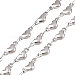 304ステンレススチールハートリンクチェーン  溶接されていない  ステンレス鋼色  10.5x4.5x2mm&nbsp;CHS-B013-01P