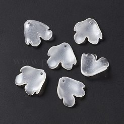 電気メッキガラスペンダント  花びらのチャーム  ホワイトスモーク  20x19x4mm  穴：1.2mm&nbsp;EGLA-H102-02B