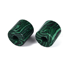 合成マラカイトヨーロッパビーズ  大穴ビーズ  コラム  15.5~17x16mm  穴：5.5mm&nbsp;G-P520-05L
