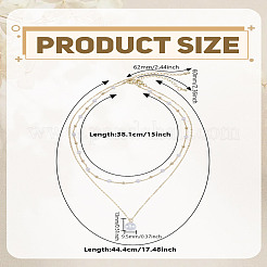女性用真鍮&ABS模造真珠ネックレス2個  ゴールドカラー  15.00~17.48インチ（38.1~44.4cm）  2個/セット。&nbsp;NJEW-LP0002-80