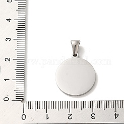 304ステンレスペンダント  文字入りのフラットラウンドい貝殻チャーム  ステンレス鋼色  U字  20.5x17.5x1.5mm  穴：2.5x4.5mm&nbsp;STAS-I204-U-P