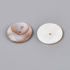 天然淡水シェルビーズ  ディスク  ヒシビーズ  貝殻色  12~13x1~1.5mm  穴：1mm&nbsp;BSHE-T014-43C