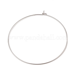 304ステンレススチールフープピアス金具  ワイングラスチャームのパーツ  ステンレス鋼色  50x0.6mm&nbsp;STAS-Z089-01P-02