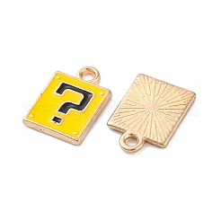 合金エナメルチャーム  疑問符チャーム付きの正方形  ゴールドカラー  ゴールド  12.5x9x1mm  穴：1.6mm  10個/セット&nbsp;ENAM-Q001-08G-02