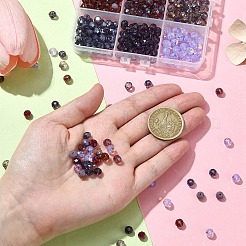 9 種類のガラスビーズ  多面カット  ロンデル  ミックスカラー  6x4.5~5mm  穴：1mm  60個/スタイル&nbsp;EGLA-YW0003-83