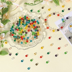 10色ガラスビーズ  多面カット  ロンデル  ミックスカラー  8x6mm  穴：1mm  20個/カラー&nbsp;EGLA-SZ0001-41