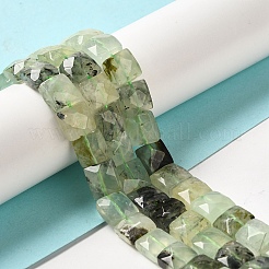 天然石プレナイトビーズ連売り  多面カット  正方形  9~10.5x10~10.5x6mm  穴：1mm  約18~20個/連  7.09~7.68インチ（18~19.5cm）&nbsp;G-C109-A05-01