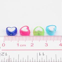 透明なハートアクリルビーズ  二層ビーズ  ミックスカラー  7x8x4mm  穴：2mm&nbsp;X-TACR-S117-M