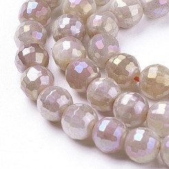 電気メッキ天然サンストーンビーズ連売り  多面カット  ラウンド  6mm  穴：1mm  約63~64個/連  14.96インチ〜15.35インチ（38~39cm）&nbsp;G-P430-12-B