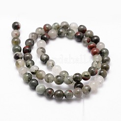 天然のアフリカブラッドストーンビーズ連売り  ヘリオトロープ石ビーズ  ラウンド  6mm  穴：1mm  約61個/連  14.9インチ〜15.1インチ&nbsp;G-G735-32-6mm