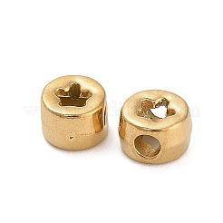 304ステンレススチールビーズ  花付きフラットラウンド  イオンプレーティング（ip）  18KGP本金メッキ  4x3mm  穴：1.4mm&nbsp;STAS-D204-59G