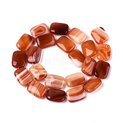 天然石瑪瑙ビーズ連売り  染め  長方形  チョコレート  17~19x13~14x5~6.5mm  穴：1mm  約22個/連  15.55~15.75インチ（39.5~40cm）&nbsp;G-N356-03A-16