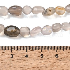 天然石グレーアゲートビーズ連売り  タンブルストーン  ナゲット  6~14x6~8x4~6mm  穴：1mm  約20~24個/連  7.09~7.48''（18~19センチメートル）&nbsp;G-C286-A22