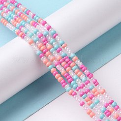 ガラスシードビーズ連売り  丸い穴  ラウンド  スミレ  2.5~3x1.8~2.5mm  穴：1mm  約191~200個/連  16.06~16.26インチ（40.8~41.3cm）&nbsp;X-LAMP-B021-04G