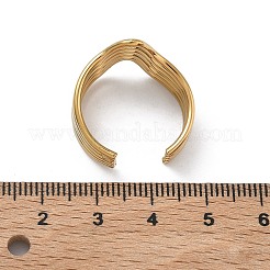 304ステンレススチール製多層カフオープンリング（女性用）  イオンプレーティング（ip）  ゴールドカラー  16mm  内径：19mm&nbsp;RJEW-A095-06G