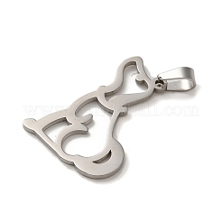 変色しない304ステンレススチールペンダント  レーザー切断  犬チャーム  ステンレス鋼色  27x19x1mm  穴：6x3mm&nbsp;STAS-O005-15P