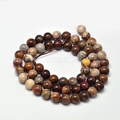 天然珪化木ラウンドビーズ連売り  6~7mm  穴：1mm  約58~60個/連  15インチ&nbsp;G-F266-08-6mm