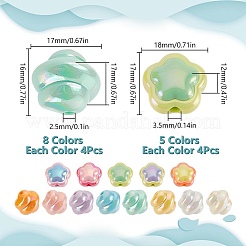 52個 13スタイル UVメッキアクリルビーズ  螺旋\花  ミックスカラー  17x16~18x12~16mm  穴：2.5~3.5mm  4個/スタイル&nbsp;OACR-AR0001-26