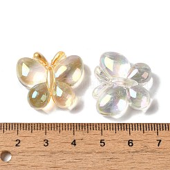 UVメッキ透明アクリルビーズ  蝶  ミックスカラー  20.5x24x8.5mm  穴：2.5mm&nbsp;OACR-H123-22