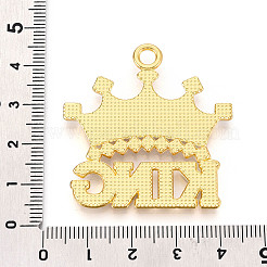 合金ラインストーンペンダント  王冠と言葉の王  カドミウムフリー＆鉛フリー  ゴールドカラー  41x39.5x3.5mm  穴：3.5mm&nbsp;PALLOY-N182-13G