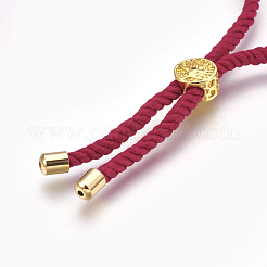 コットンコードブレスレット作り  真鍮パーツ  命の木とフラットラウンド  サクランボ色  8-5/8インチ（22cm）  穴：2mm&nbsp;KK-F758-03G