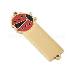 304ステンレススチールレッドエナメルコネクタチャーム  ゴールドカラー  てんとう虫  31x11x1mm  穴：1.2mm&nbsp;STAS-P377-16G-A