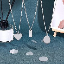 56個4スタイルの304ステンレススチールペンダント  空白タグのスタンプ  ステンレス鋼色  14個/スタイル&nbsp;STAS-UN0022-19