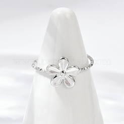 304ステンレススチールカフリング  花  ステンレス鋼色  11x11mm  内径：18mm&nbsp;RJEW-D306-01P