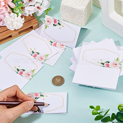 長方形の紙製テーブル席札80枚  結婚式の宴会の装飾用  ピンク  100x90x0.5mm&nbsp;AJEW-TA0003-62B