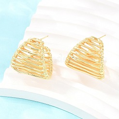 真鍮製スタンドピアス  カドミウムフリー＆鉛フリー  長持ちメッキ  ラックめっき  18KGP本金メッキ  25x25mm&nbsp;EJEW-P346-03G