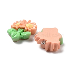 春をテーマにした不透明樹脂ペンダント  植物のチャーム  花  27.5x23x8mm  穴：2mm&nbsp;X-RESI-R444-04F
