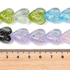 手作りのフォイルのガラスビーズ  ハート  ミックスカラー  16x15x9mm  穴：1.5mm  1.5mm  約24個/連  12.59~13.18インチ（32~33.5cm）&nbsp;DICH-C001-01J