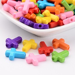 混合色分厚いアクリルクロスビーズ  16x12x4.5mm  穴：2mm&nbsp;X-SACR-436-M