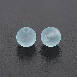 透明なアクリルビーズ  ラバー加工スタイル  艶消し  ラウンド  ライトブルー  8x7mm  穴：1.8mm  約1745個/500g&nbsp;LS-MACR-S373-66-M05