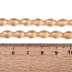 透明ガラスビーズ連売り  ライス  多面カット  ナバホホワイト  8~9x5~6mm  穴：0.9~1mm  約67~68個/連  22.83~23.62インチ（58~60cm）&nbsp;LS-GLAA-N071-01A-A07