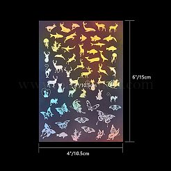 プラスチック絵レーザーステッカー  カラフル  15x10.5x0.01cm  2個/模様  4個/セット&nbsp;AJEW-OC0001-05
