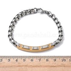 201/304ステンレススチール製ベネチアンチェーンブレスレット（ユニセックス）  長方形  ゴールデン·ステンレス鋼色  8-3/8インチ（21.2cm）&nbsp;BJEW-F522-03G