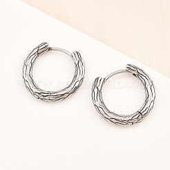 316サージカルステンレステクスチャードフープピアス  アンティークシルバー  17x18x3mm&nbsp;EJEW-C160-10A-AS