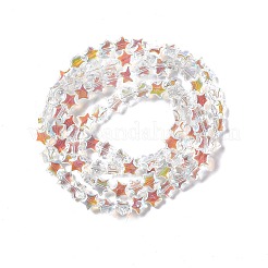 透明電気メッキガラスビーズ連売り  半分メッキ  透明  9.5x10x5mm  穴：0.9mm  約95~100個/連  31.10~33.07インチ（79~84cm）&nbsp;X-EGLA-E030-01J