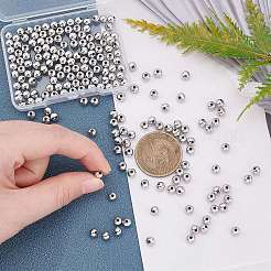 真鍮丸型スペーサービーズ200個  鉛フリー＆カドミウムフリー＆ニッケルフリー  プラチナ  5mm  穴：1.5mm&nbsp;KK-PH0003-73A