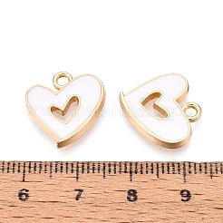 合金エナメルチャーム  ハートチャーム  ゴールドカラー  ホワイト  16x15x2mm  穴：1.8~2mm&nbsp;LS-PALLOY-T092-27G-02