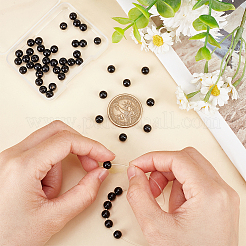 ナチュラルブラックオニキスビーズ  染め＆加熱  ラウンド  6mm  穴：2mm  50個/箱&nbsp;G-OC0003-91