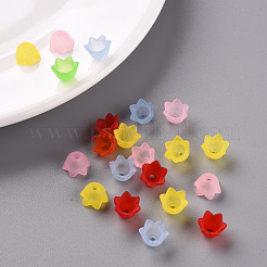 透明アクリルビーズキャップ  チューリップの花  スズラン  艶消し  ミックスカラー  10x6mm  穴：1.5mm  約2100個/500g&nbsp;PL543